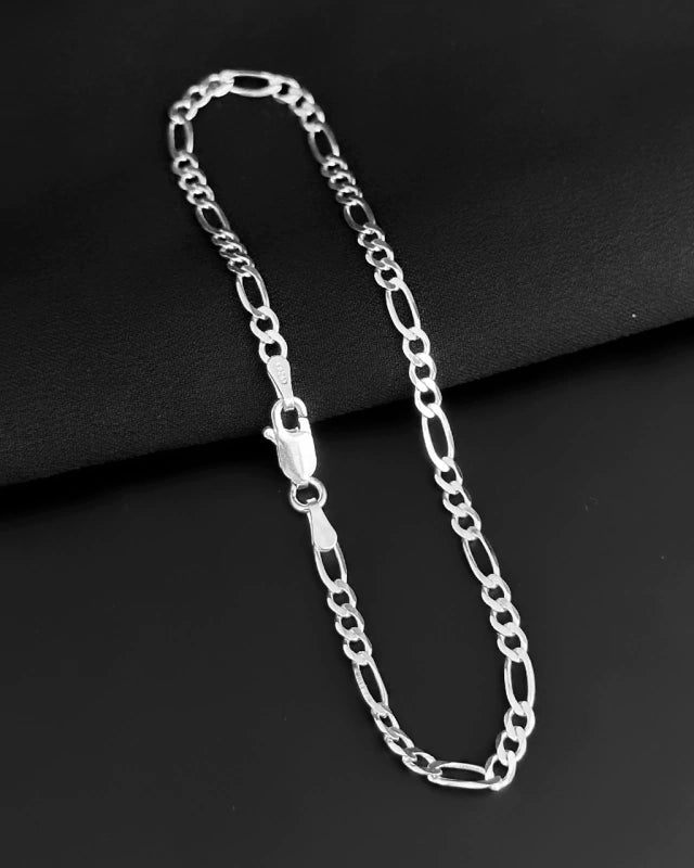 Pulseira Masculina Elo 3x1 21cm x 3mm [Prata 925]