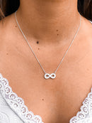 Colar Feminino 45cm + Pingente Infinito Cravejado [Prata 925]