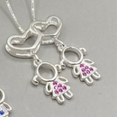 Colar Feminino 45cm + Pingente Coração Filhos [Prata 925]