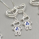 Colar Feminino 45cm + Pingente Coração Filhos [Prata 925]