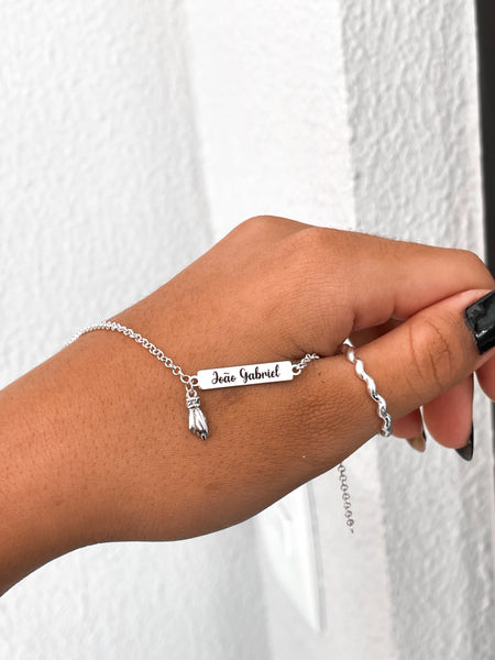 Pulseira Infantil Personalizada Nome [Prata 925]