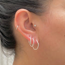 Trio De Brincos Argola Hexágono [Prata 925]