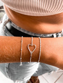 Kit Trio de Pulseiras em Prata 925 – Bolinhas, Coração Vazado e Singapura