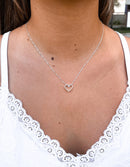 Colar Feminino 45cm + Pingente Coração Vazado [Prata 925]