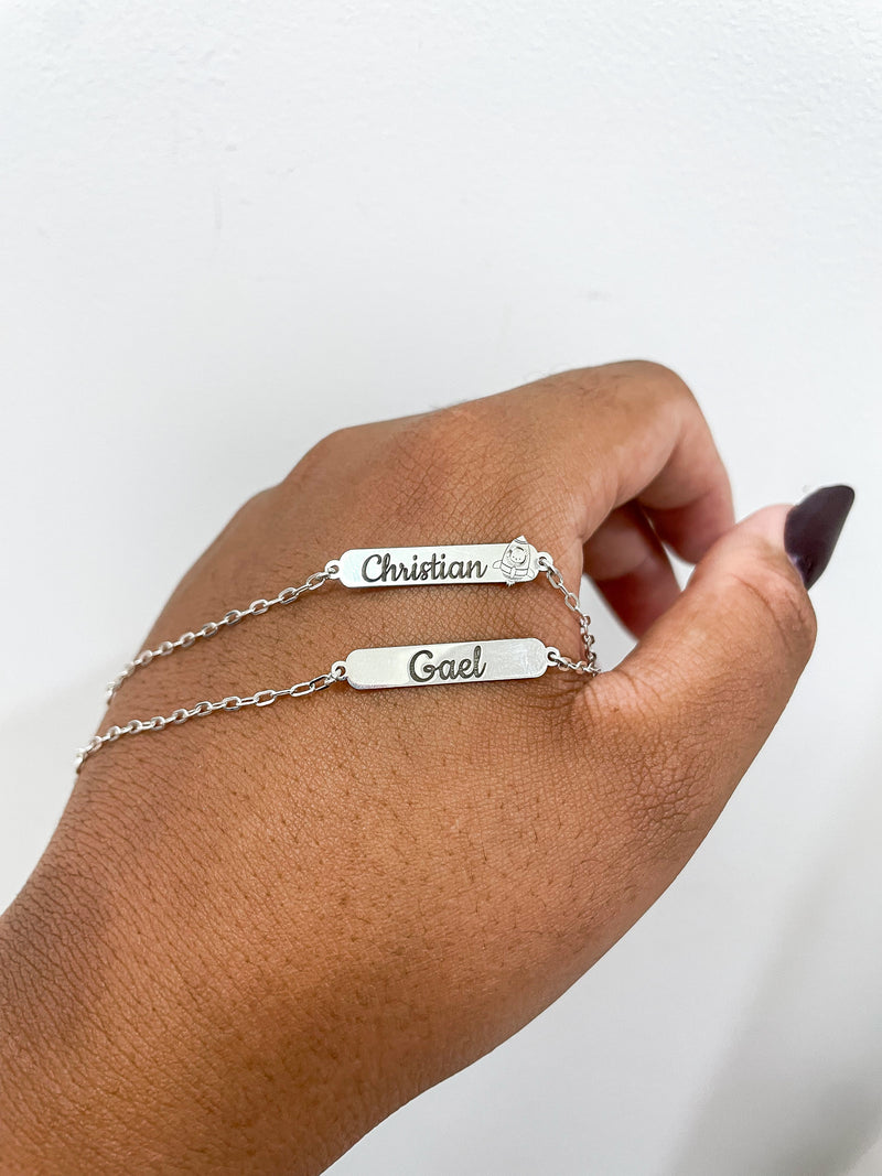 Pulseira Infantil Personalizada Nome [Prata 925]