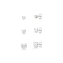 Trio De Brincos Pedra Coração [Prata 925]