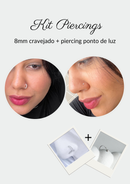 Kit Piercing Ponto de luz e piercing 8mm cravejado