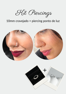 Kit Piercing ponto de luz e piercing cravejado 10mm