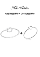 Kit de Anéis Nozinho + Coração Mini em Prata 925