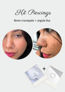 Kit Piercing 8mm cravejado e piercing argola lisa tradicional