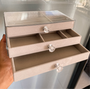 Porta Joias 3 Compartimentos Acrílico E Veludo