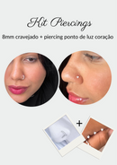 Kit Piercing Ponto de luz coração e piercing 8mm cravejado