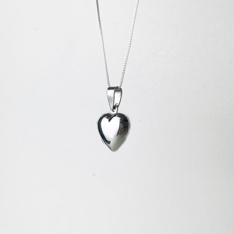 Colar Feminino 45cm + Pingente Personalizado Relicário Coração Liso [Prata 925]