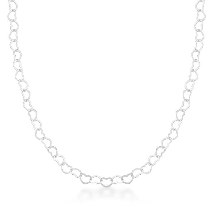 Colar Feminino Choker Elo Coração 40cm [Prata 925]