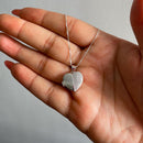 Colar Feminino 45cm + Pingente Personalizado Relicário Coração Metade Cravejado [Prata 925]