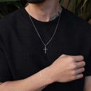 Conjunto Masculino Veneziana Corrente 60cm + Pulseira 21cm + Pingente Cruz [Prata 925]