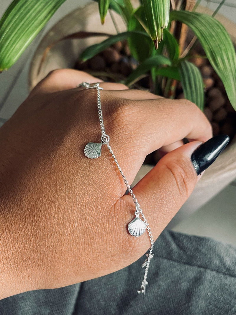 Pulseira Feminina Conchinhas  [Prata 925]