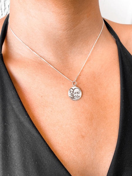 Colar Feminino 40cm + Pingente Personalizado Medalha Fotogravação [Prata 925]
