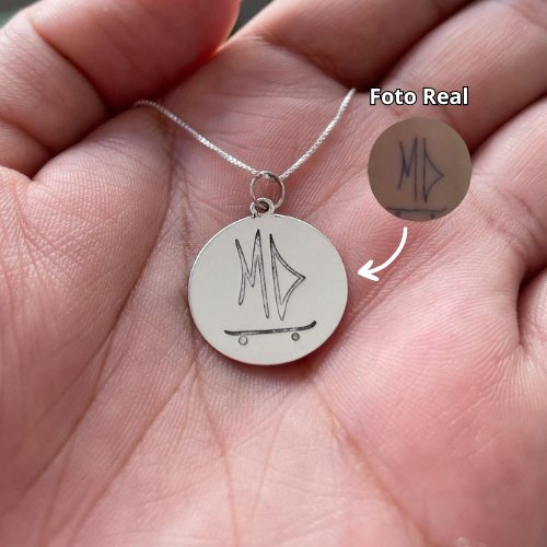 Colar Feminino 40cm + Pingente Personalizado Medalha Fotogravação [Prata 925]
