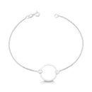 Pulseira Feminina Círculo Vazado 18cm [Prata 925]