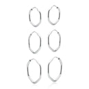 Trio De Brincos Argola Hexágono [Prata 925]