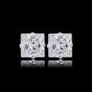 Par De Brincos Pedra Quadrada 8mm [Prata 925]