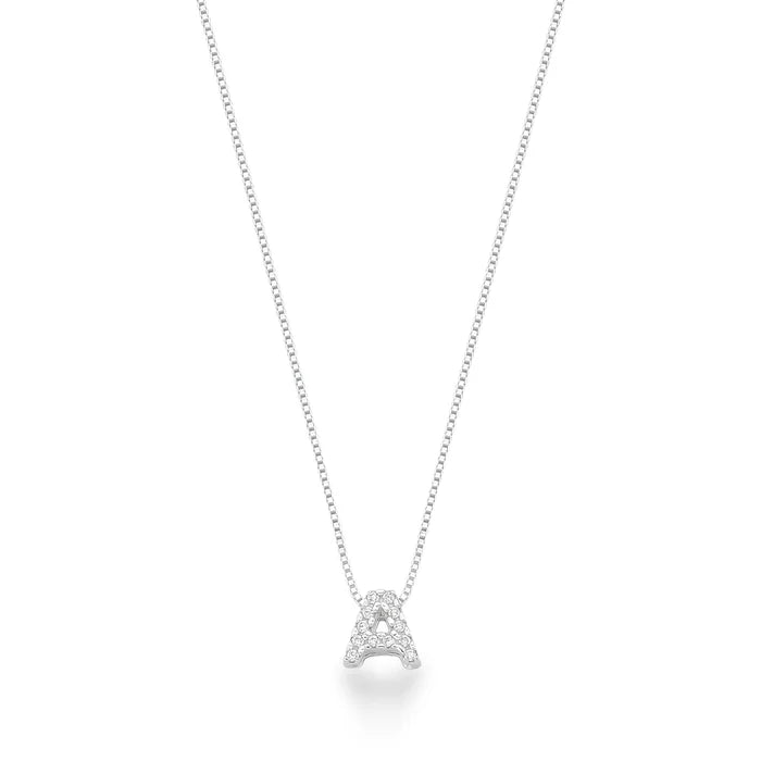 Colar Feminino 45cm + Pingente Letra Cravejada [Prata 925]
