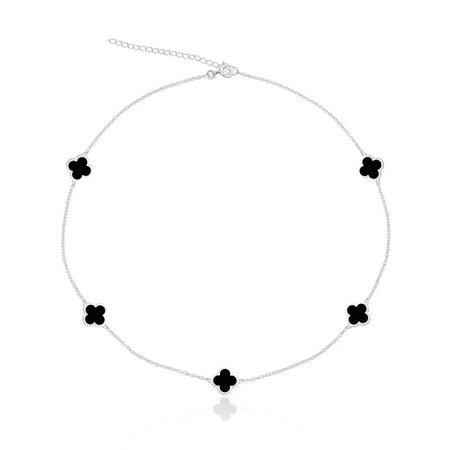 Colar 5 Trevos Onix 45cm