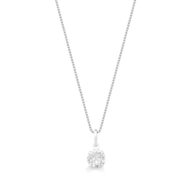Colar Feminino 45cm + Pingente Ponto De Luz [Prata 925]