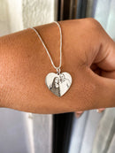 Colar Feminino 45cm + Pingente Personalizado Medalha Coração Fotogravação [Prata 925]