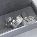 Par De Alianças Duna 5mm + Anel Solitário + Gravação De Nomes [Prata 950]