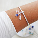 Pingente Berloque Patuá Olho Grego Azul Escuro, Figa e Trevo [Prata 925]