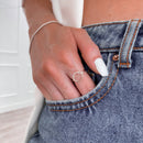 Anel Feminino Geométrico Círculo Vazado [Prata 925]