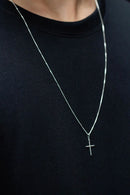 Corrente Masculina Veneziana 70cm + Pingente Cruz [Prata 925]