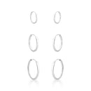 Trio De Brincos Argola Lisa [Prata 925]