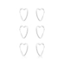 Trio De Brincos Argola Coração [Prata 925]