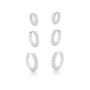 Trio De Brincos Argola Cravejada [Prata 925]